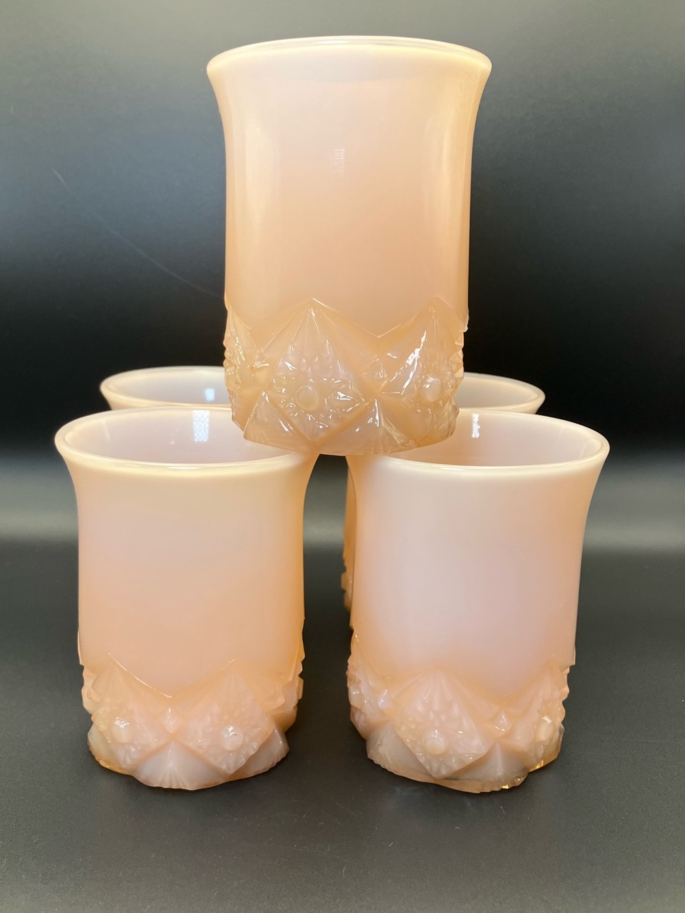 EAPG Set of Six Pink Opalescent Glass Tumbler Set